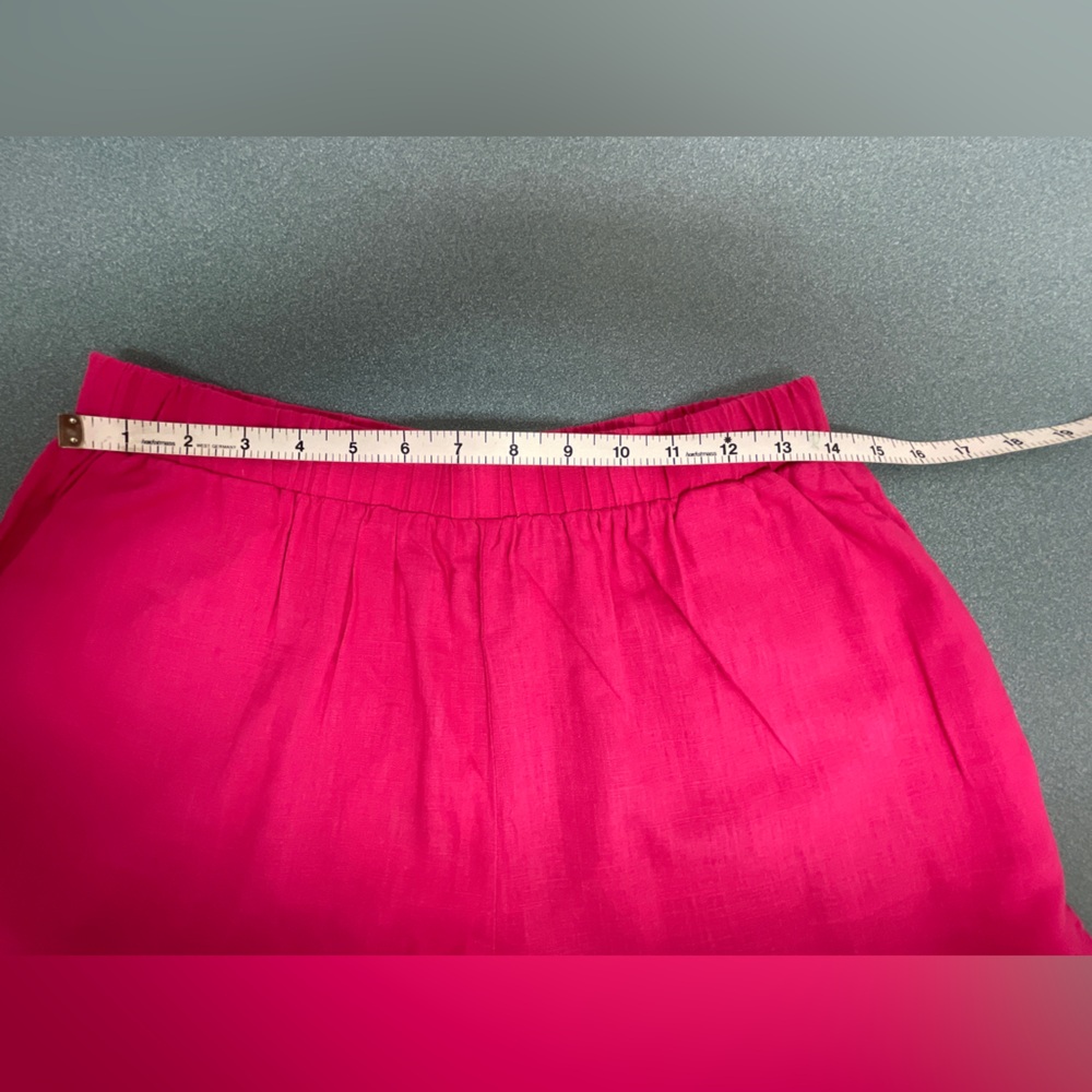 Umgee High Waisted Scalloped Hem Linen Shorts Women’s Medium Hot Pink - Picture 4 of 6